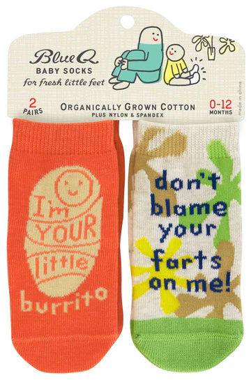 I'm Your Little Burrito/Don't Blame Your Farts On Me Baby Socks