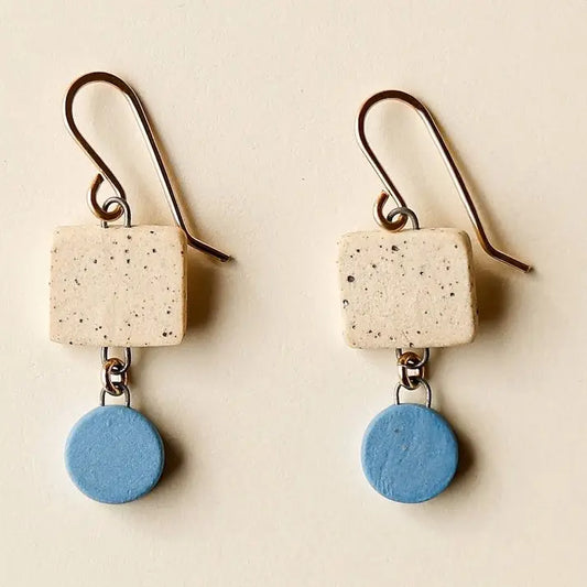 Square + Circle Earrings - Azul