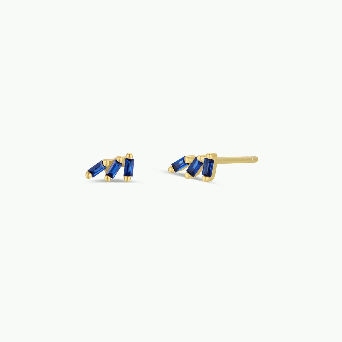 Sapphire Offset Trio Stack Stud Earrings