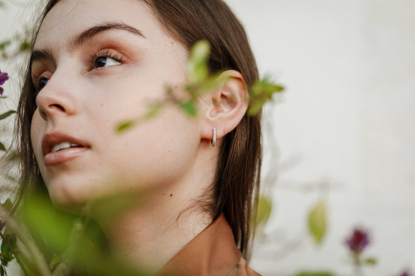 Silver Pave Hoop Earrings