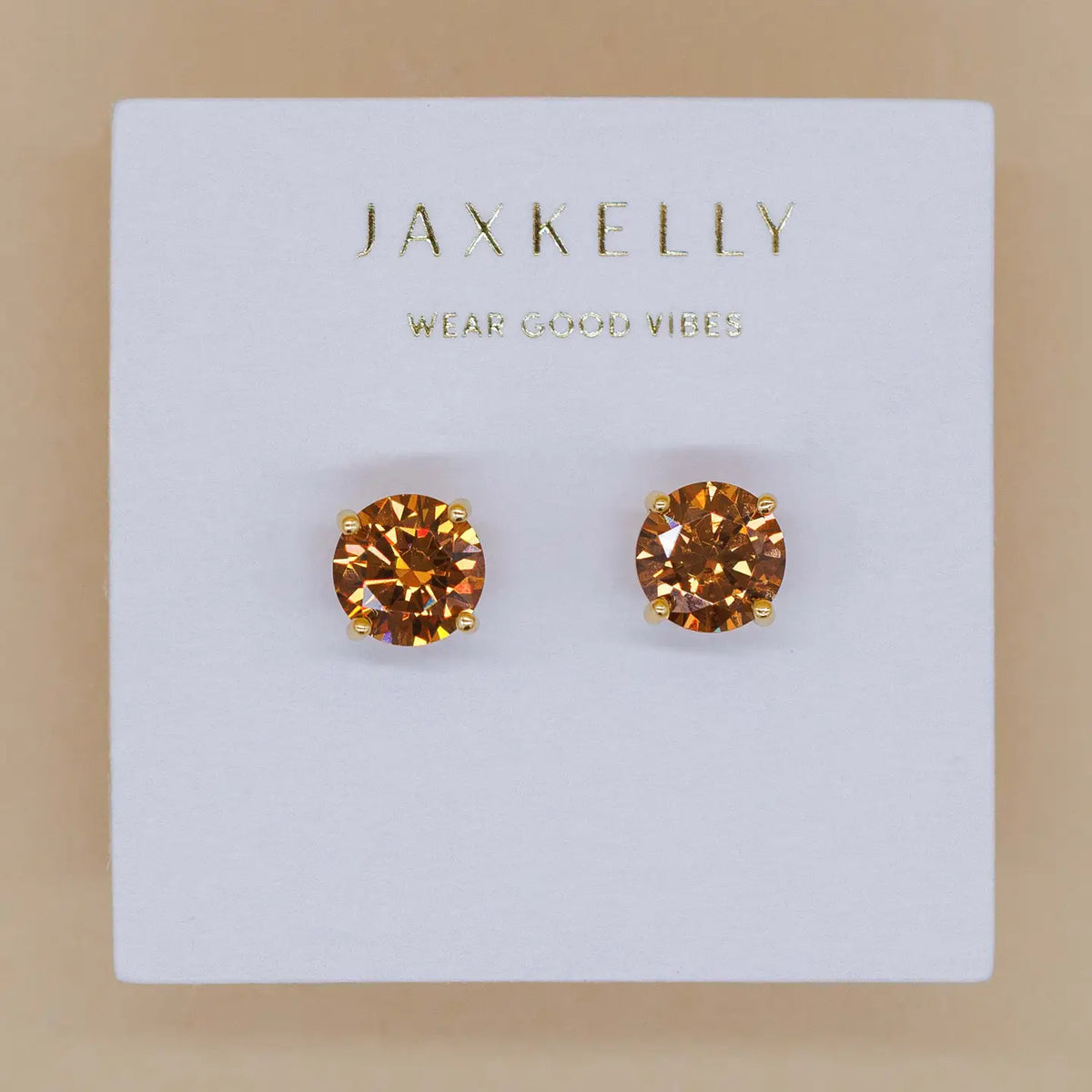 Round Coffee Gold Stud Earrings