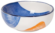 Load image into Gallery viewer, Burnt Orange &amp; Cobalt Blue Rim Canvas Pinch Bowl