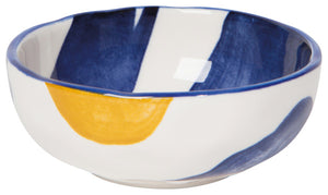 Ochre & Cobalt Blue Rim Canvas Pinch Bowl