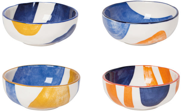 Ochre & Cobalt Blue Rim Canvas Pinch Bowl