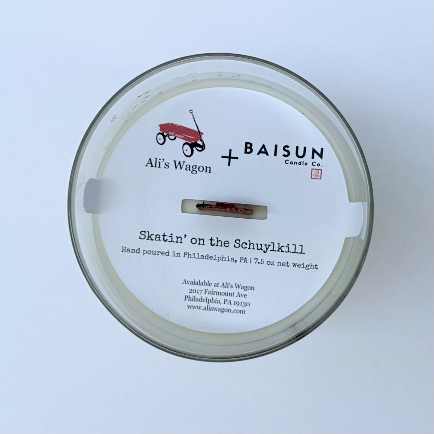 Philadelphia Skyline Rocks Glass Candle-Ice Skatin' On the Schuylkill