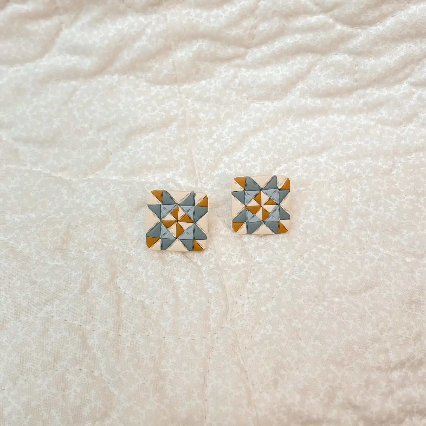 Quilt Block Stud Earrings