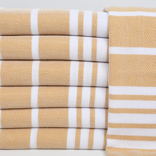 White and Gold Striped Turkish Hand Towel