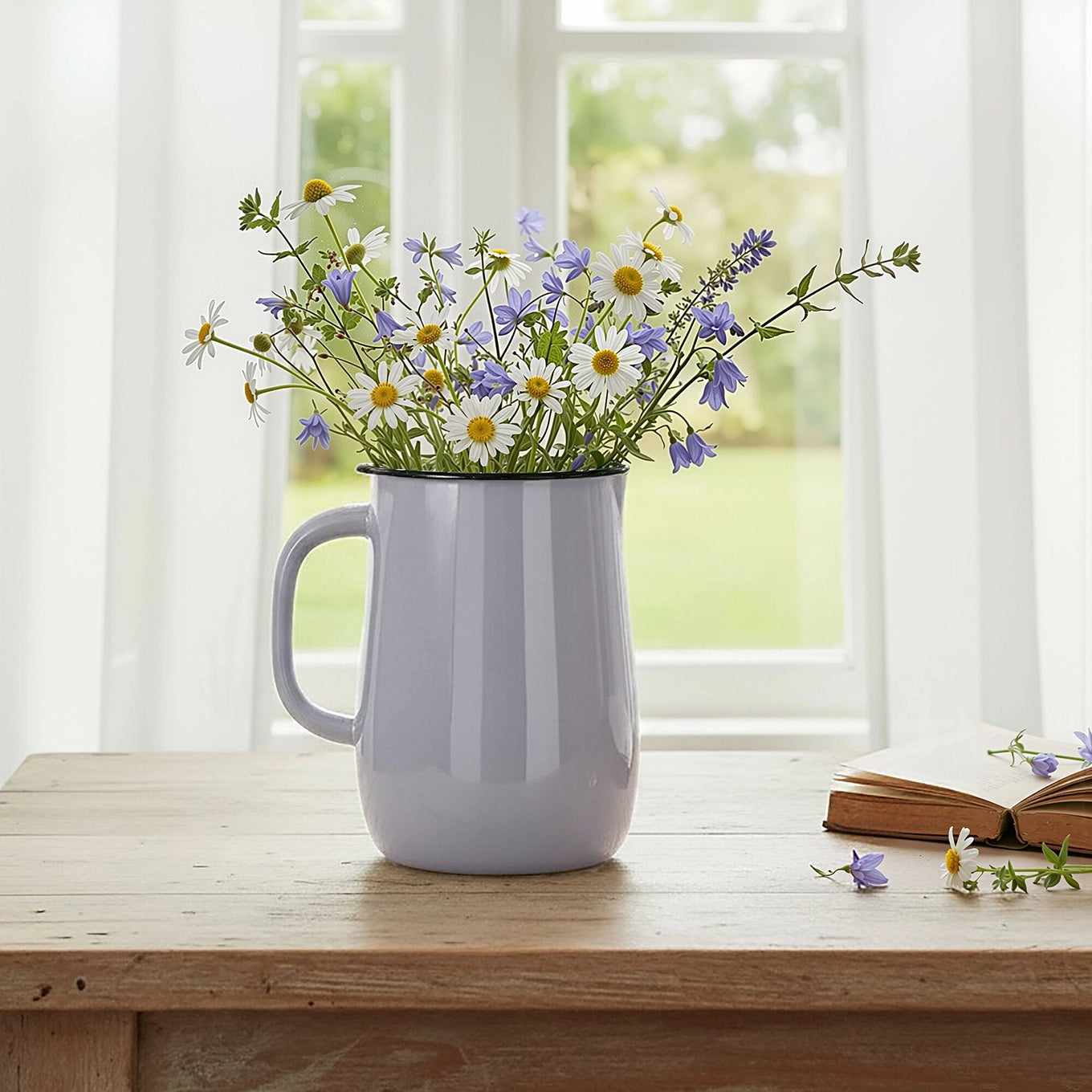 Pebble Gray Vintage Enamel Pitcher