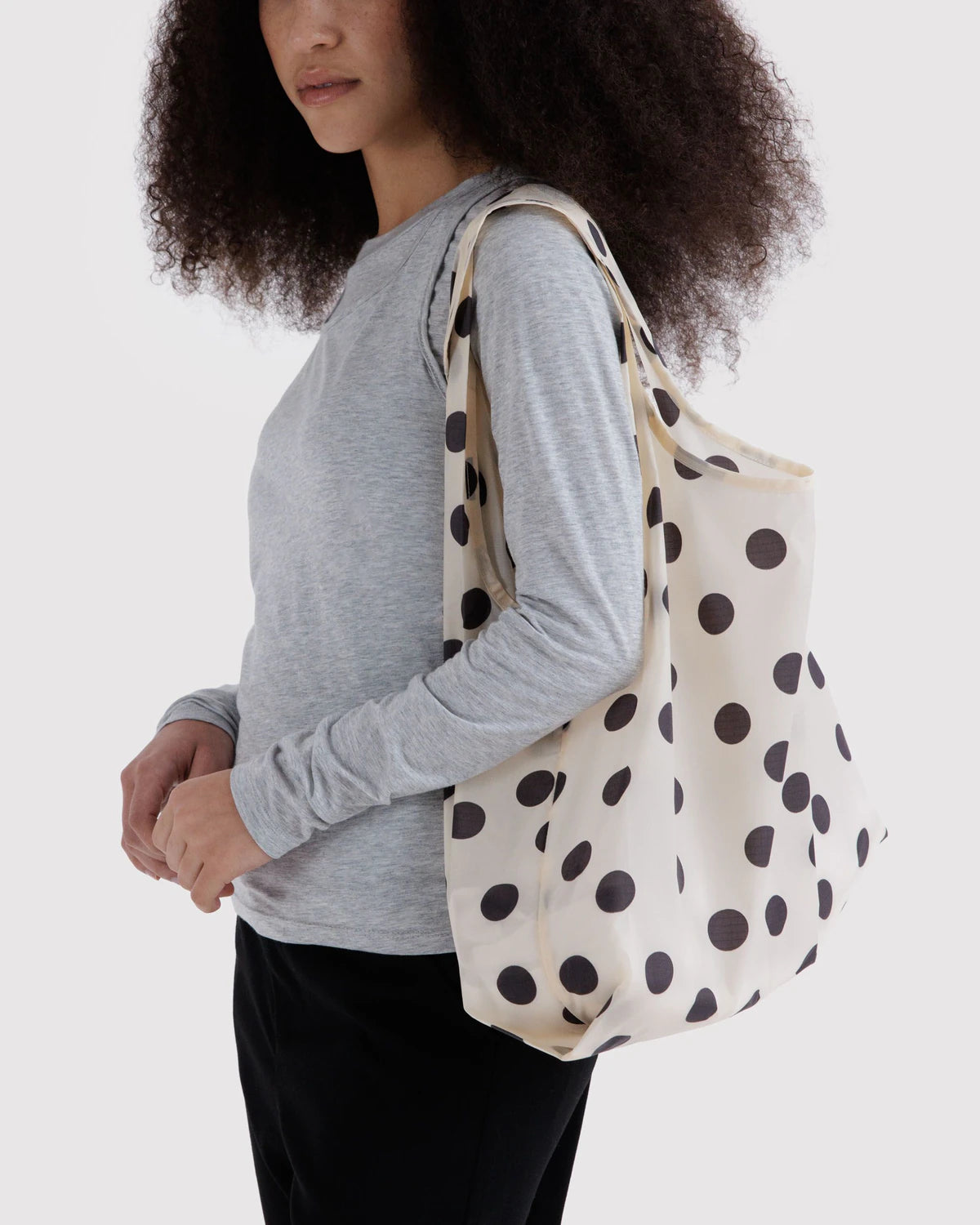 Cream and Black Polka Dot Reusable Bag