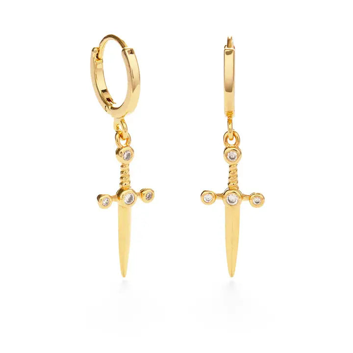 Dagger Huggie Hoop Earrings