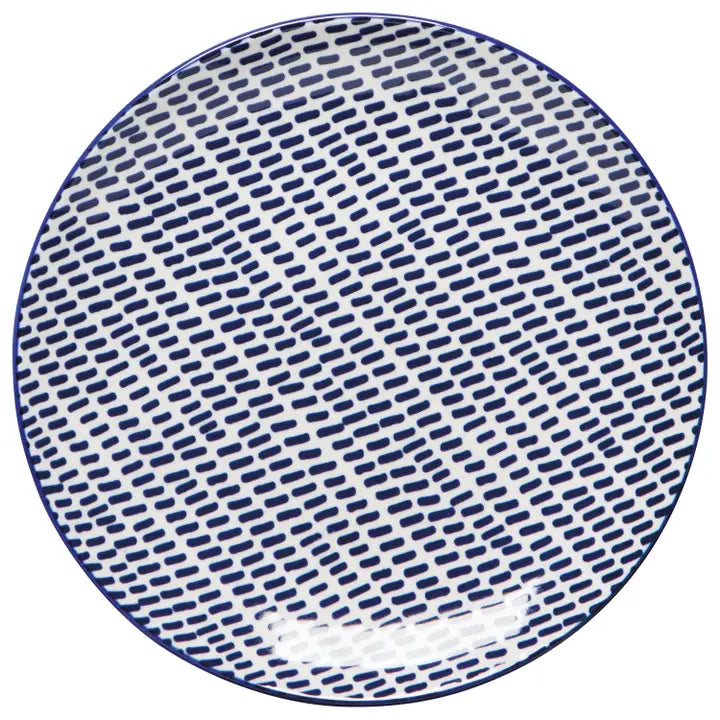 Blue Dash Stamped Appetizer Plate