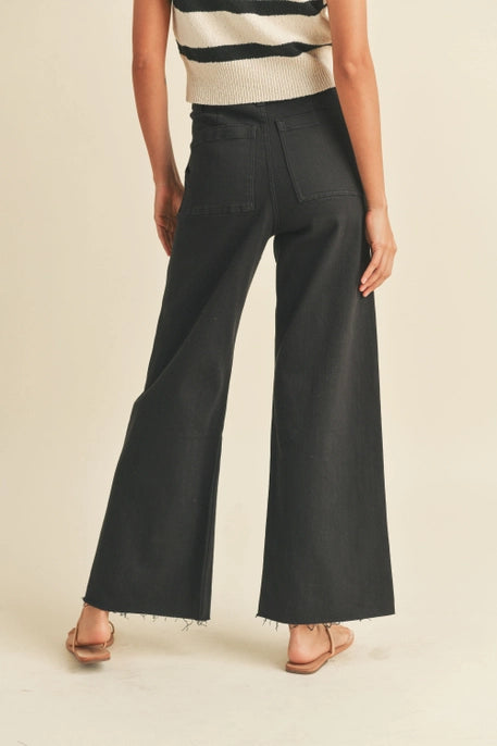 Dye & Wash Cotton Wide Leg Pants