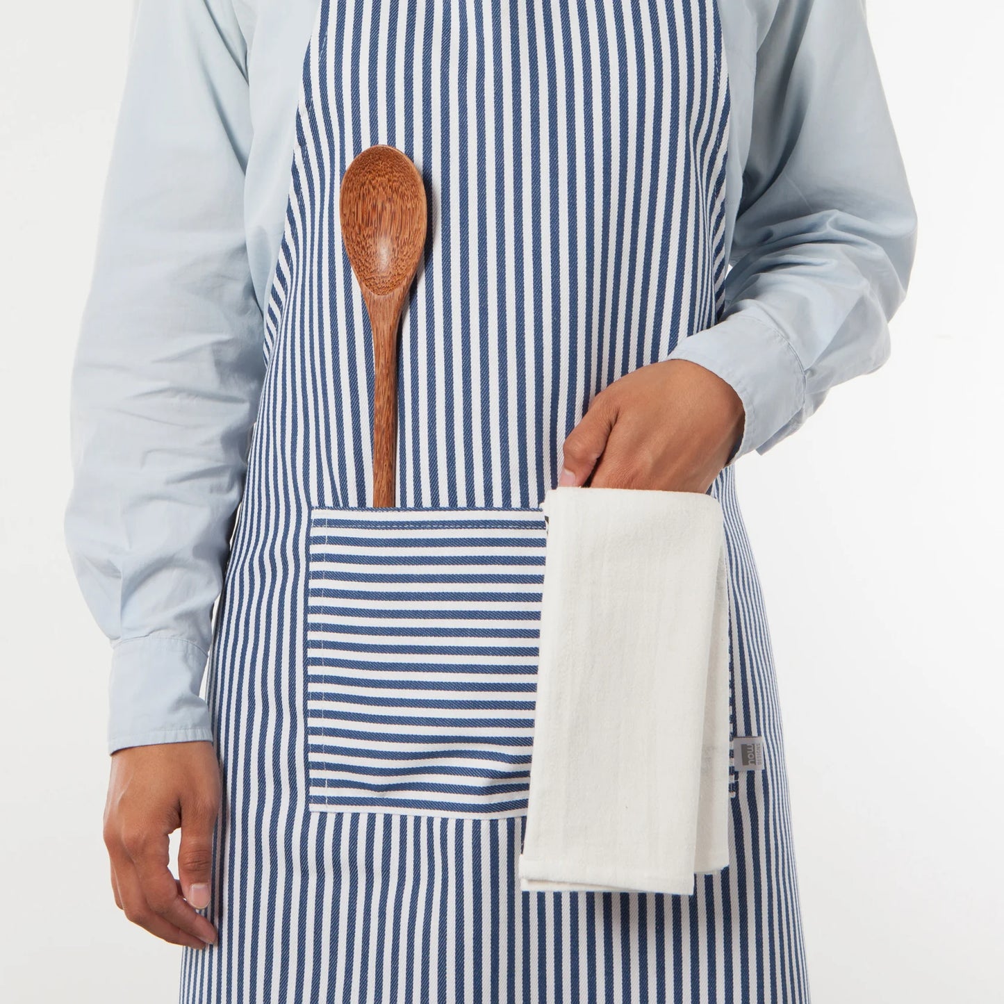 Narrow Royal Blue Stripe Chef Apron - Ali's Wagon