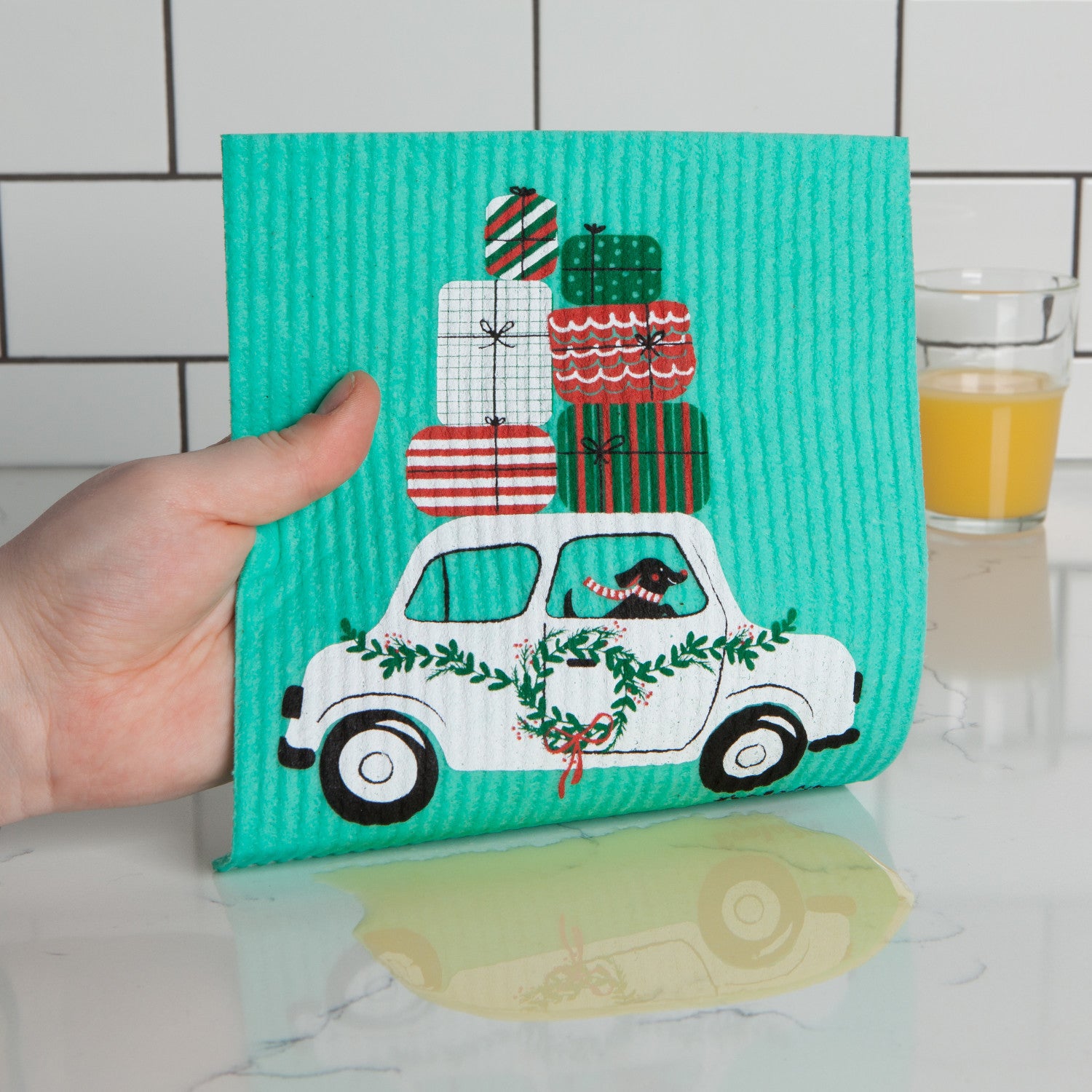 Dog Winter Wheels Swedish Dishcloth - Thumbnail 2