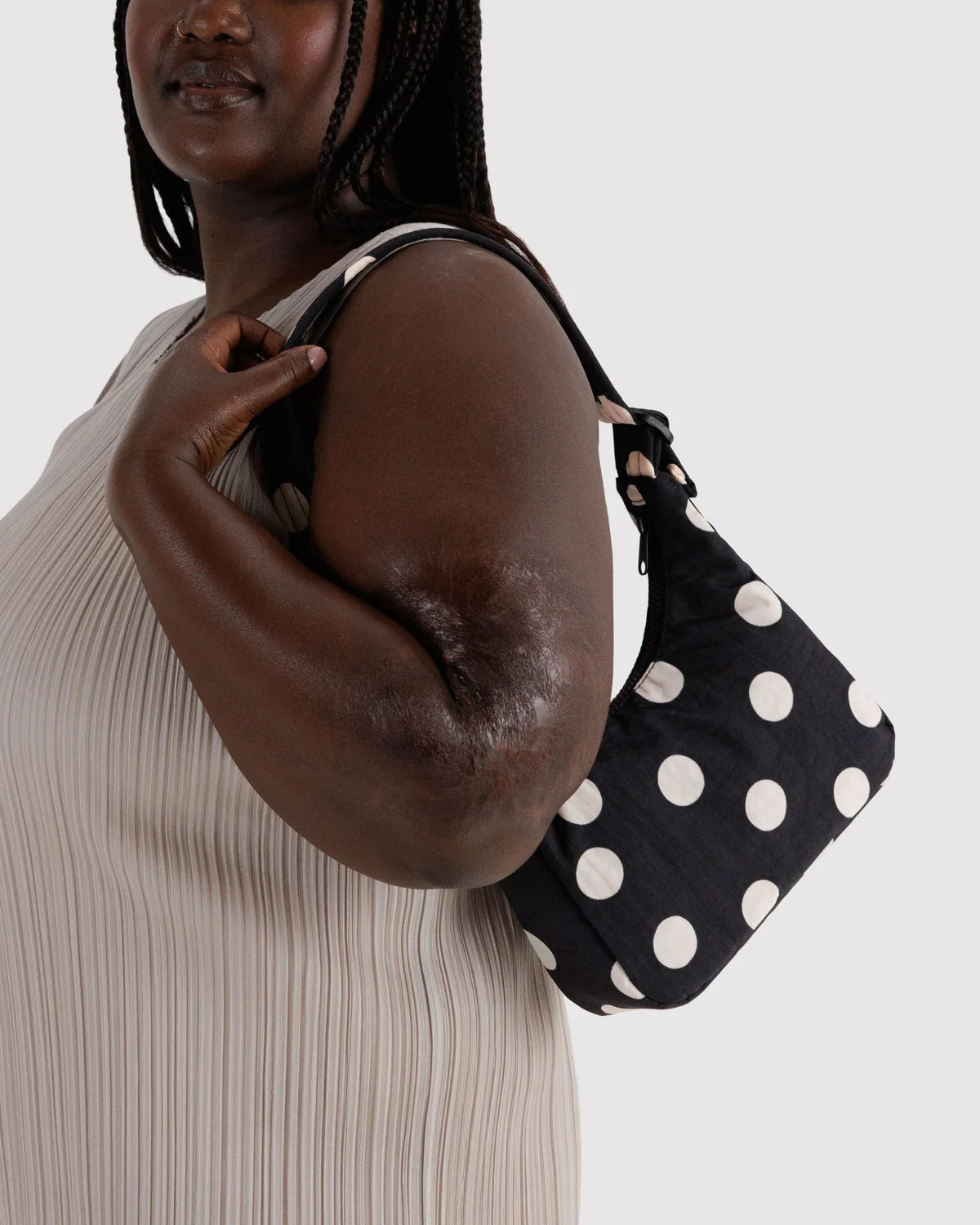 Black and Cream Polka Dot Mini Shoulder Baggu