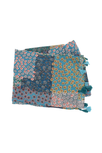 Multi Boho Patchwork Tassel Scarf