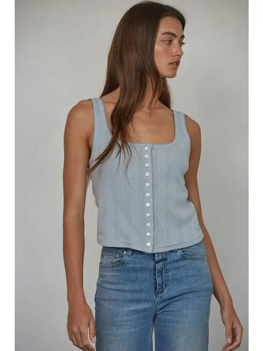 Cotton Pointelle Ribbed Tank