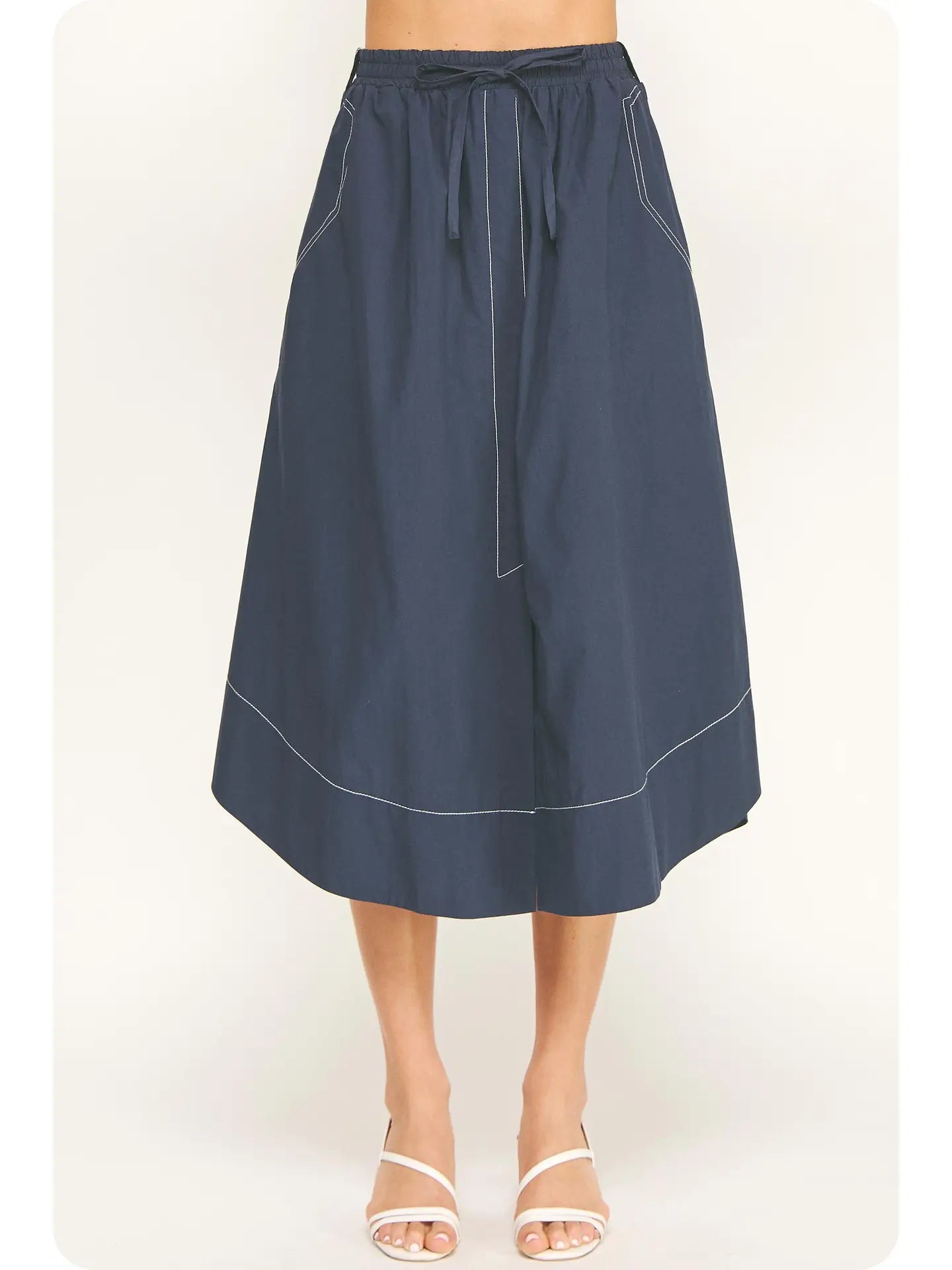 Top Stitch Midi Skirt