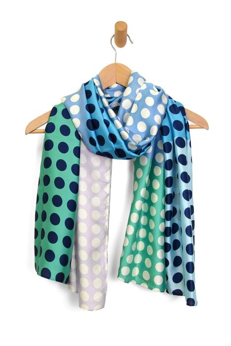 Blue and Black Polka Dot Scarf