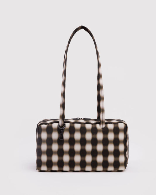 Blurred Gingham Nylon Bowler Baggu