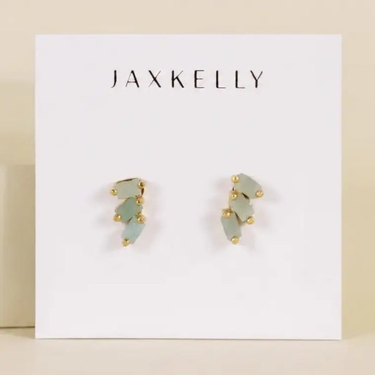 Amazonite Offset Trio Stud Earrings