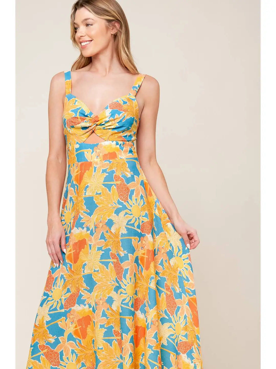 Printed Woven Midi Dress