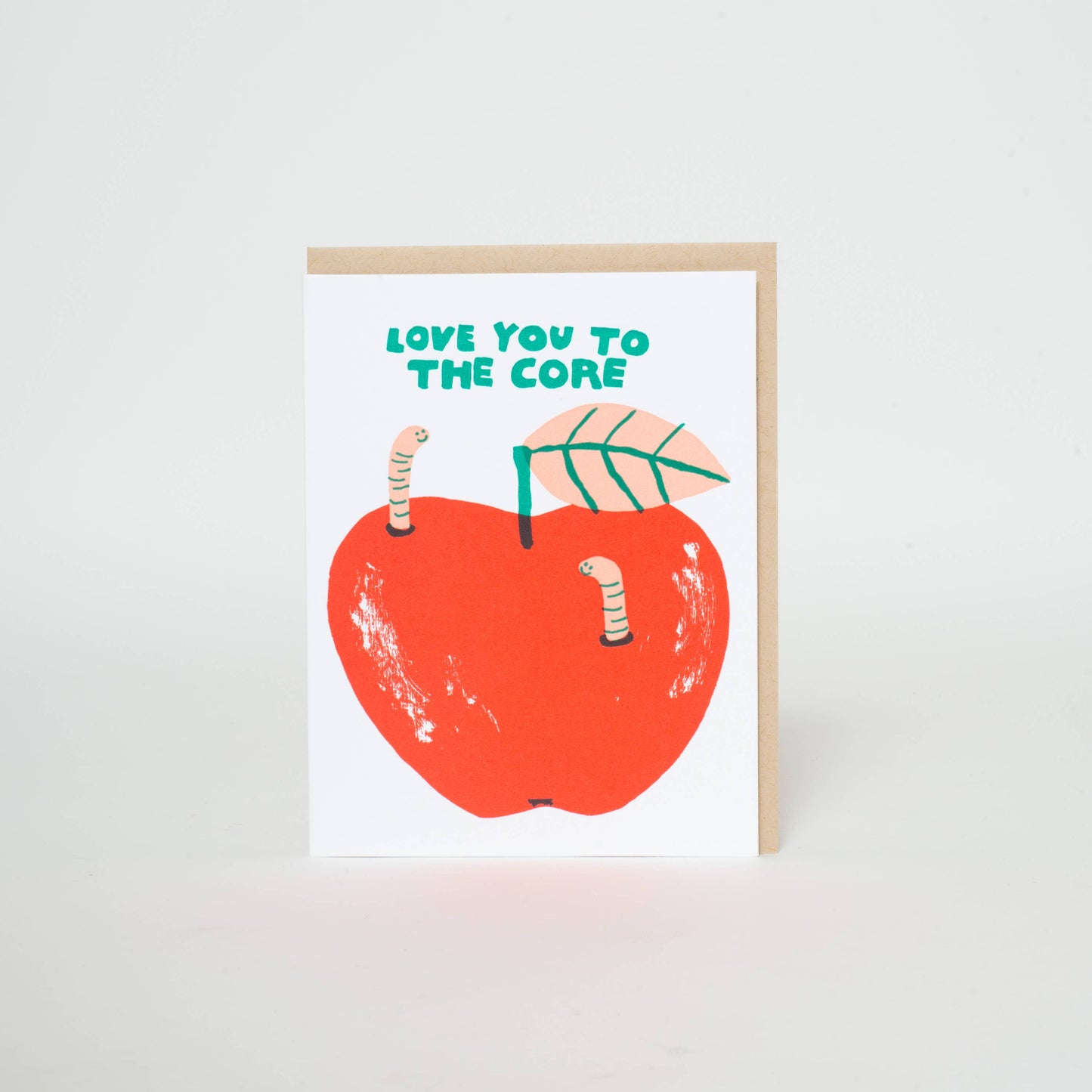 Apple Core Worms Love Greeting Card