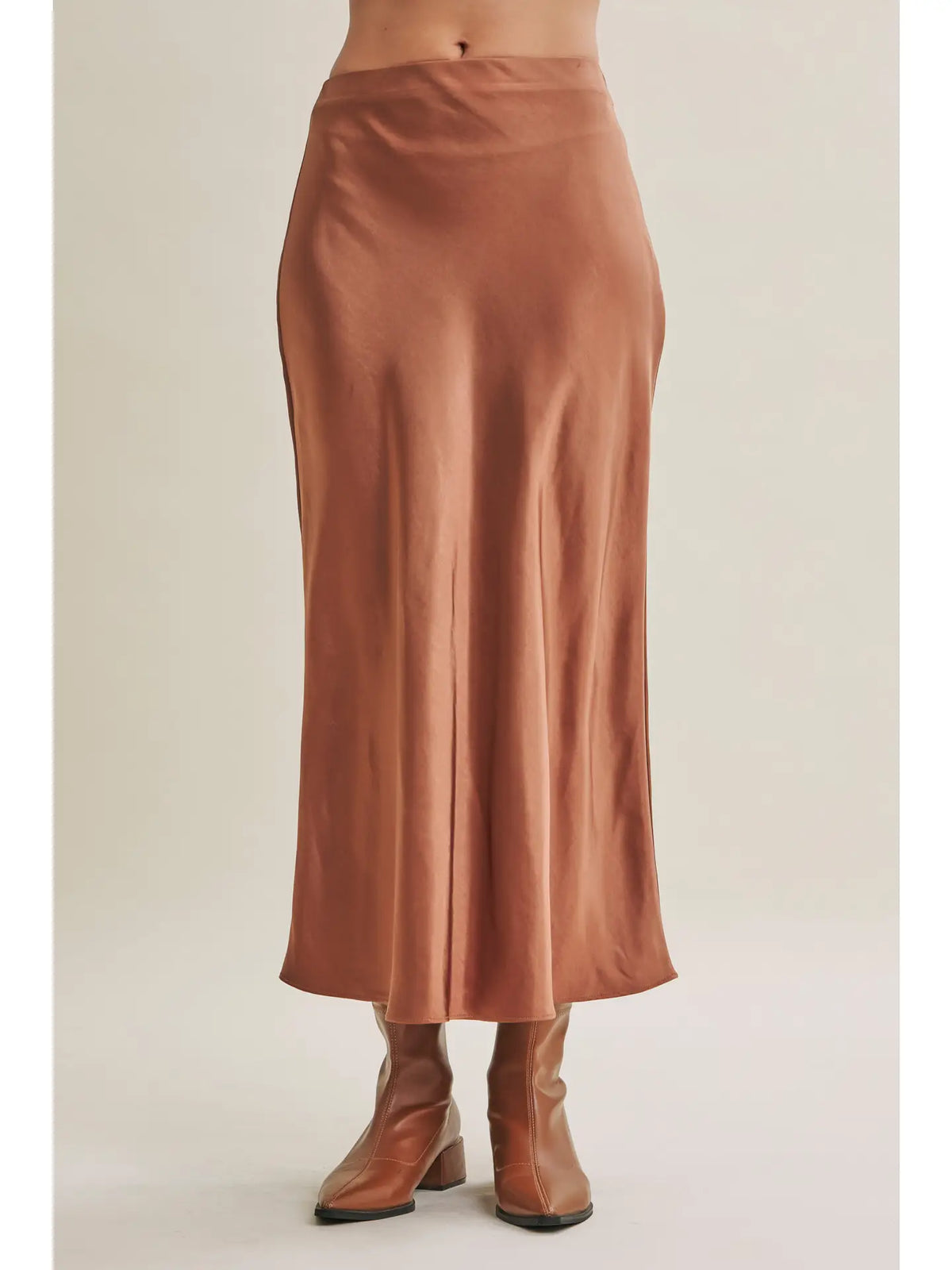 Deep Bronze Satin maxi Skirt
