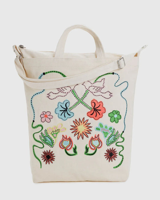 Zip Embroidered Birds Baggu Duck Bag