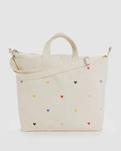 Load image into Gallery viewer, Zip Embroidered Hearts Horizontal Baggu Duck Bag