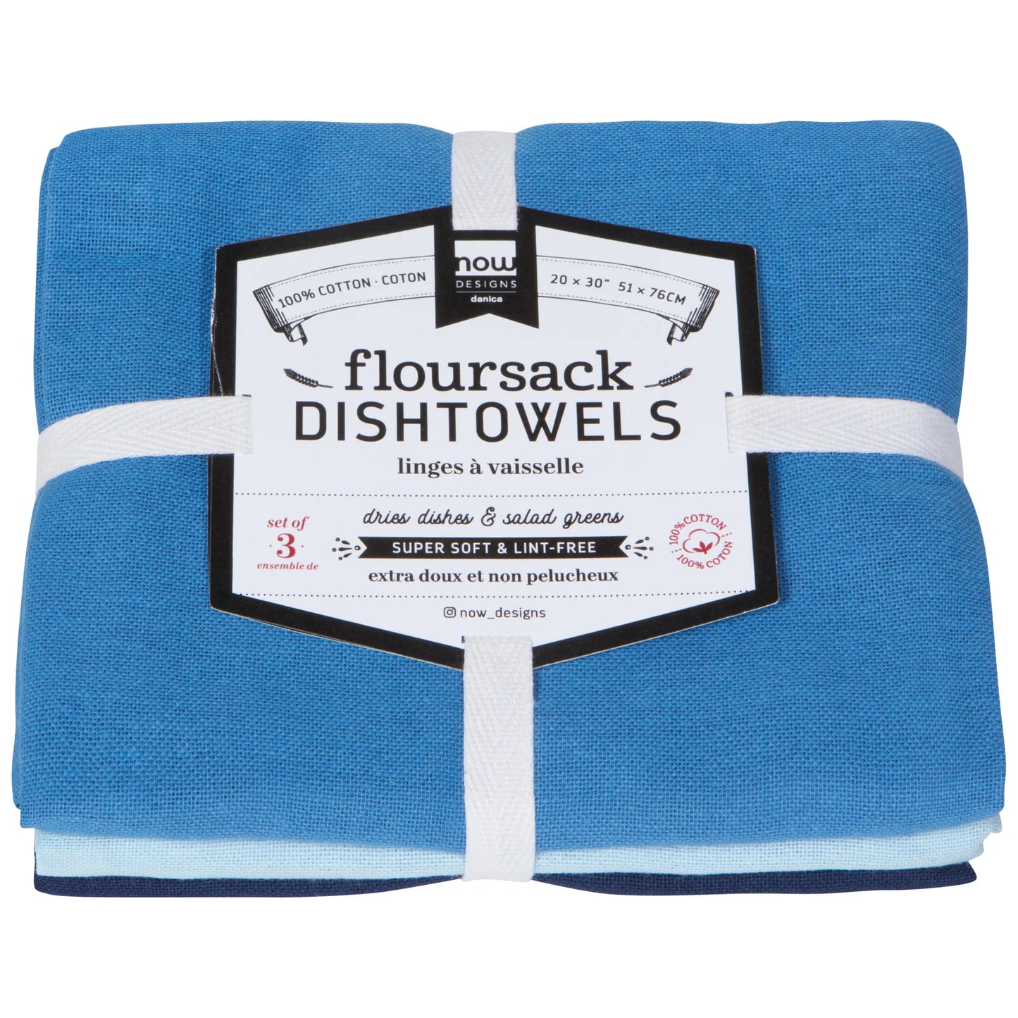 Floursack Dishtowels Moon Cool Blue - Set of 3
