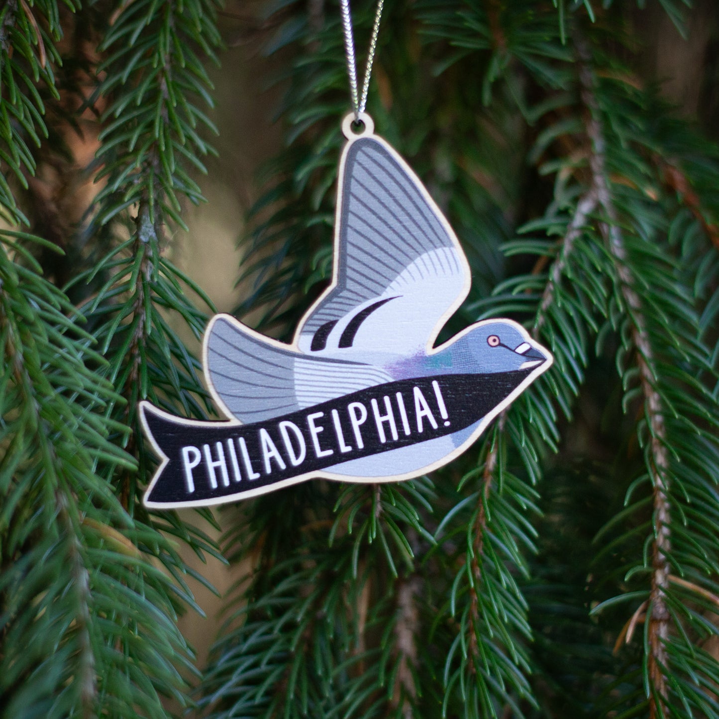 Pigeon with Philadelphia Banner Ornament