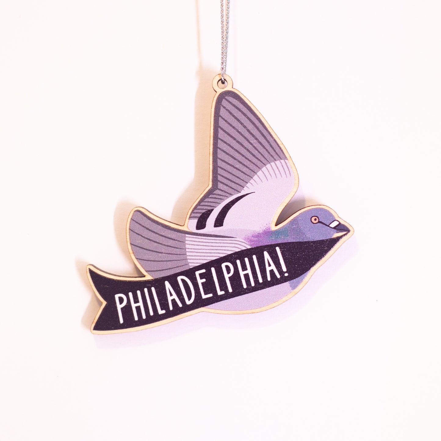 Pigeon with Philadelphia Banner Ornament