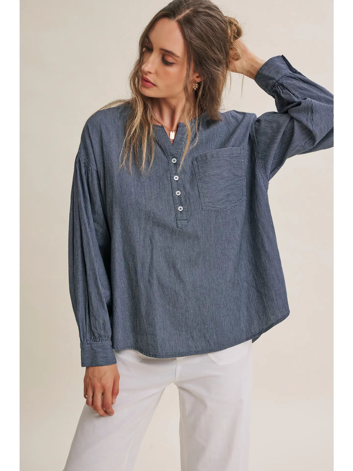 Everyday Striped Henley Top