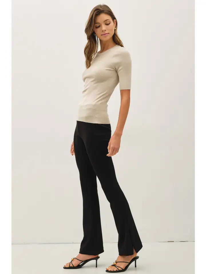 Half Sleeve Rib Knit Top