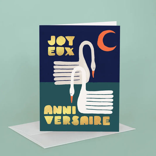 Joyeaux Swans Anniversary Card