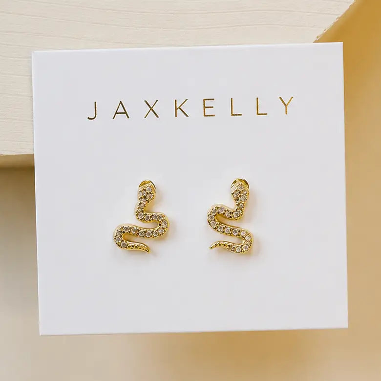 Pave Stud Snake Earrings