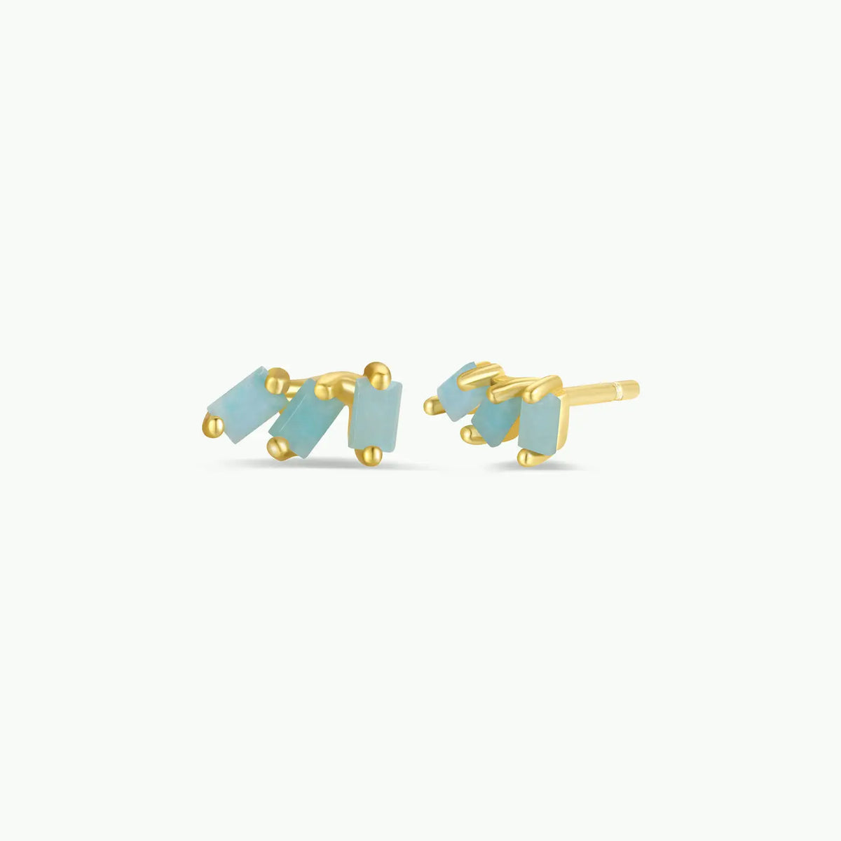 Amazonite Offset Trio Stud Earrings