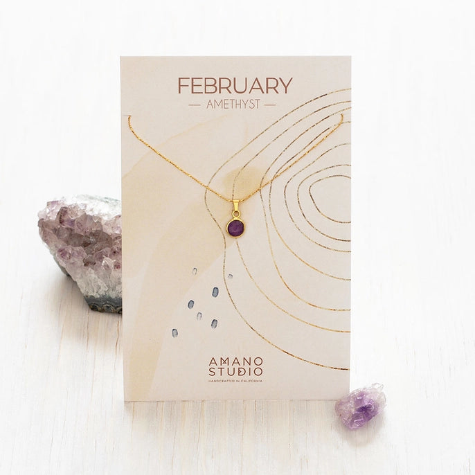 February Amethyst Birthstone Necklace