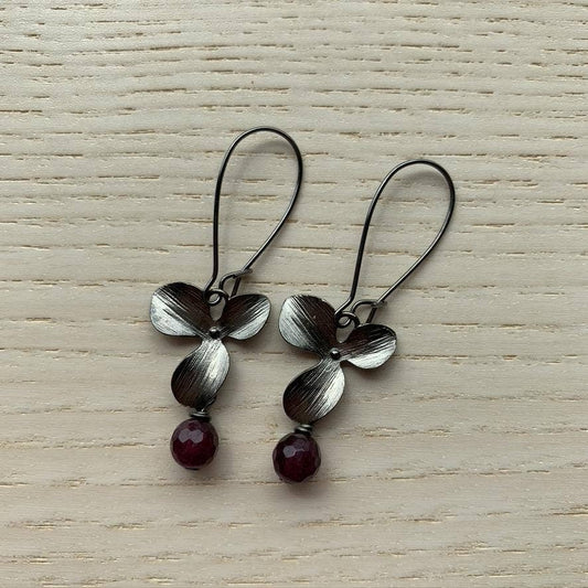 Gunmetal Magnolia Earrings