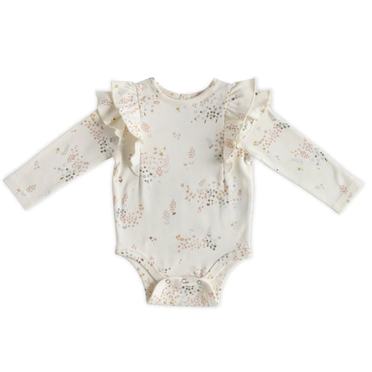 Flower Patch Long Sleeve Flutter Onesie