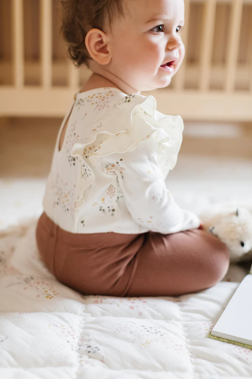 Flower Patch Long Sleeve Flutter Onesie