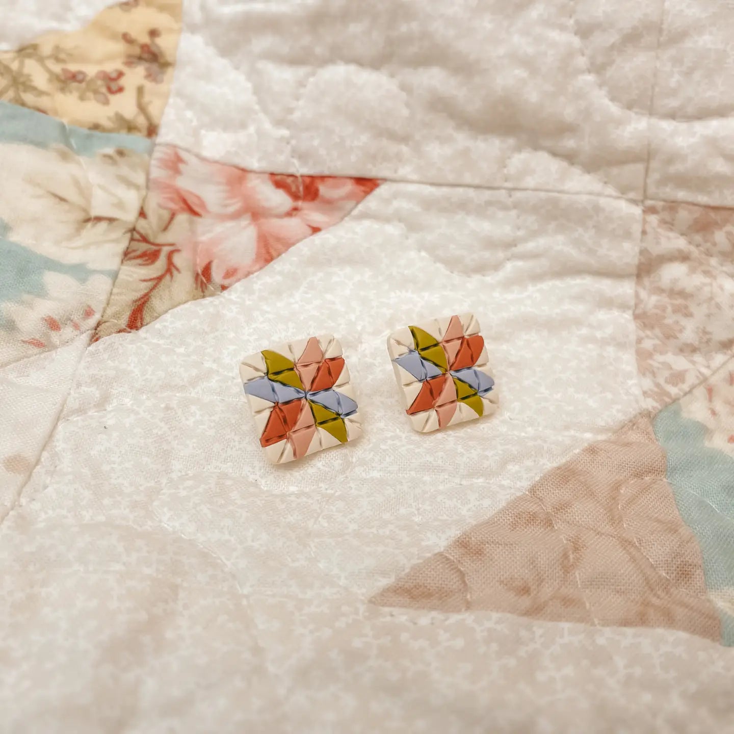 Quilt Block Stud Earrings