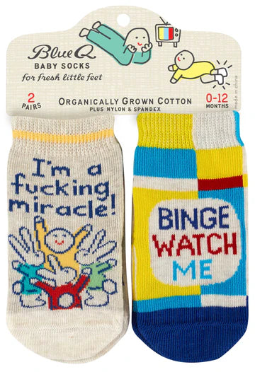 I'm A Fucking Miracle/Binge Watch Me Baby Socks