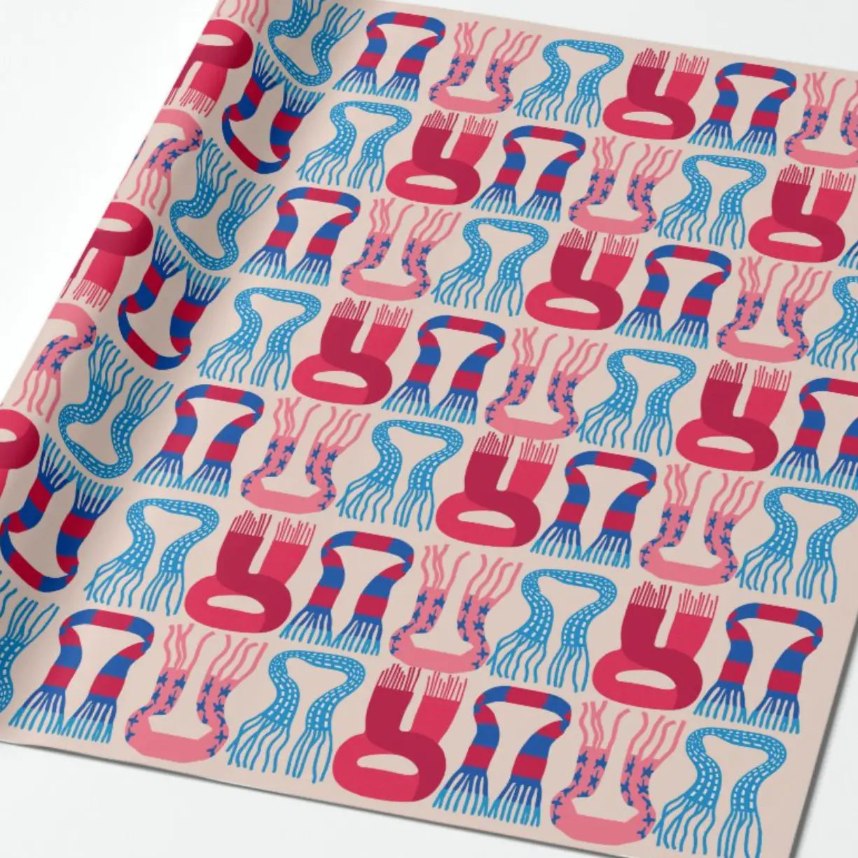 Fuzzy Scarves Holiday Wrapping Paper