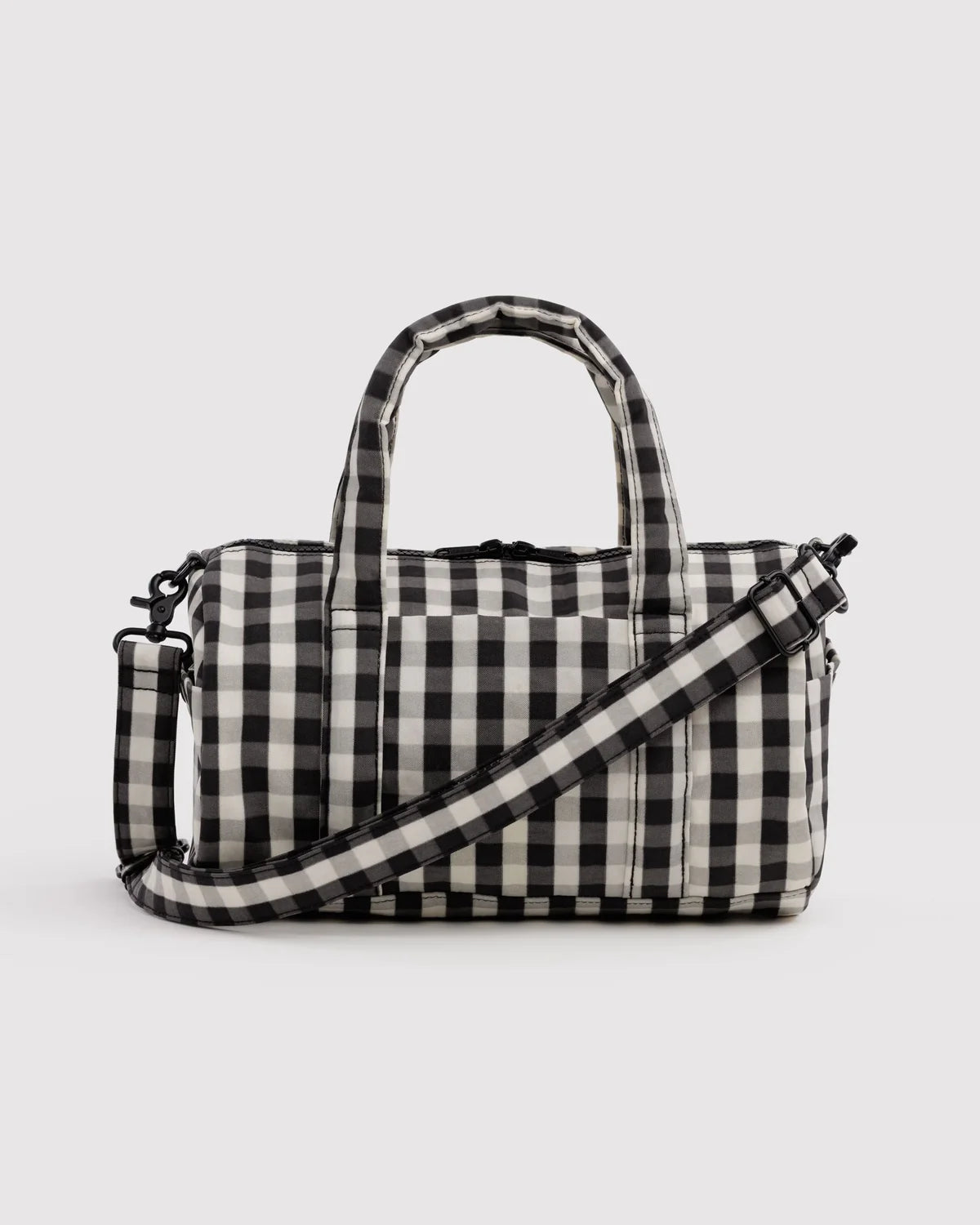 Black & Cream Gingham Nylon Duffle Bag
