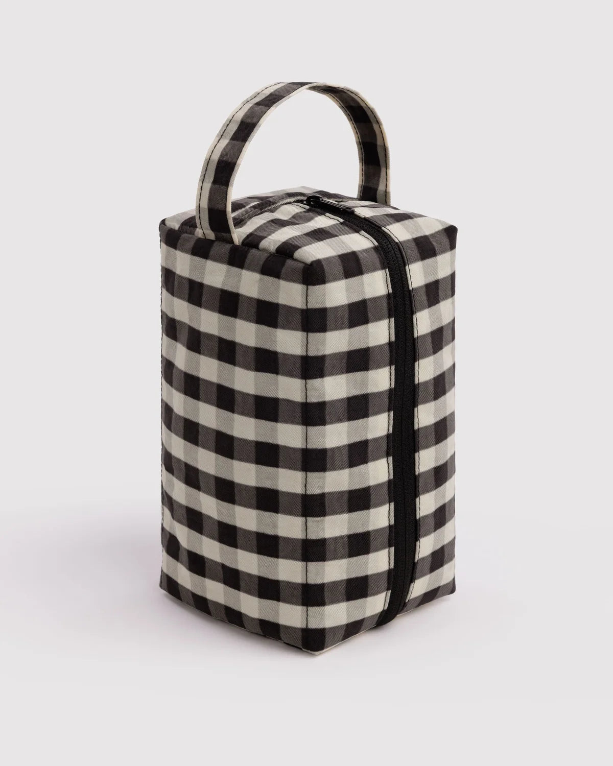 Black and Cream Gingham Dopp Kit