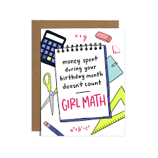 Girl Math Birthday Card