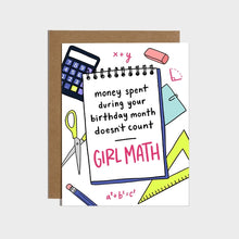 Load image into Gallery viewer, Girl Math Birthday Card