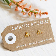 Load image into Gallery viewer, Gold Tiny Bee Stud Earrings